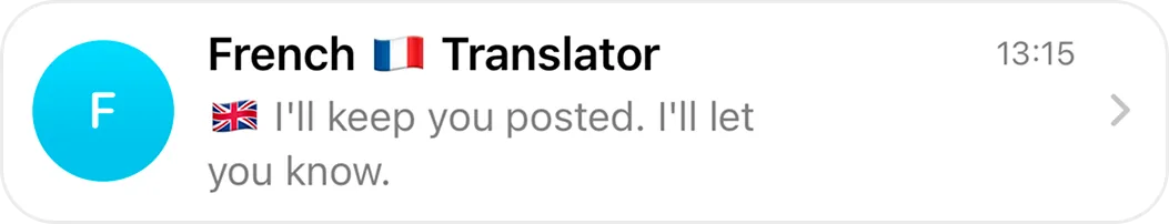 A French translator AI contact in the Ensor chats list